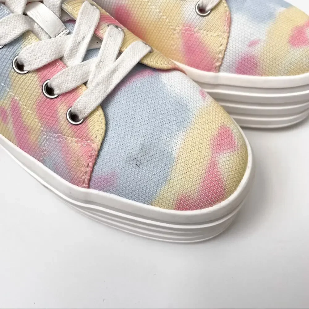 Gianni Binni Platform Lace Up Sneakers Tie Dye Multi Color 8M